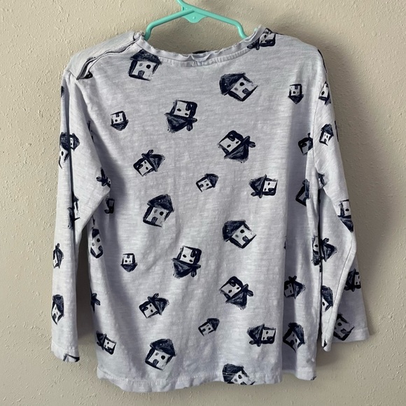 Zara Baby Boy Watercolor House Long Sleeve Blue Shirt Size 3/4 Years - Picture 6 of 8